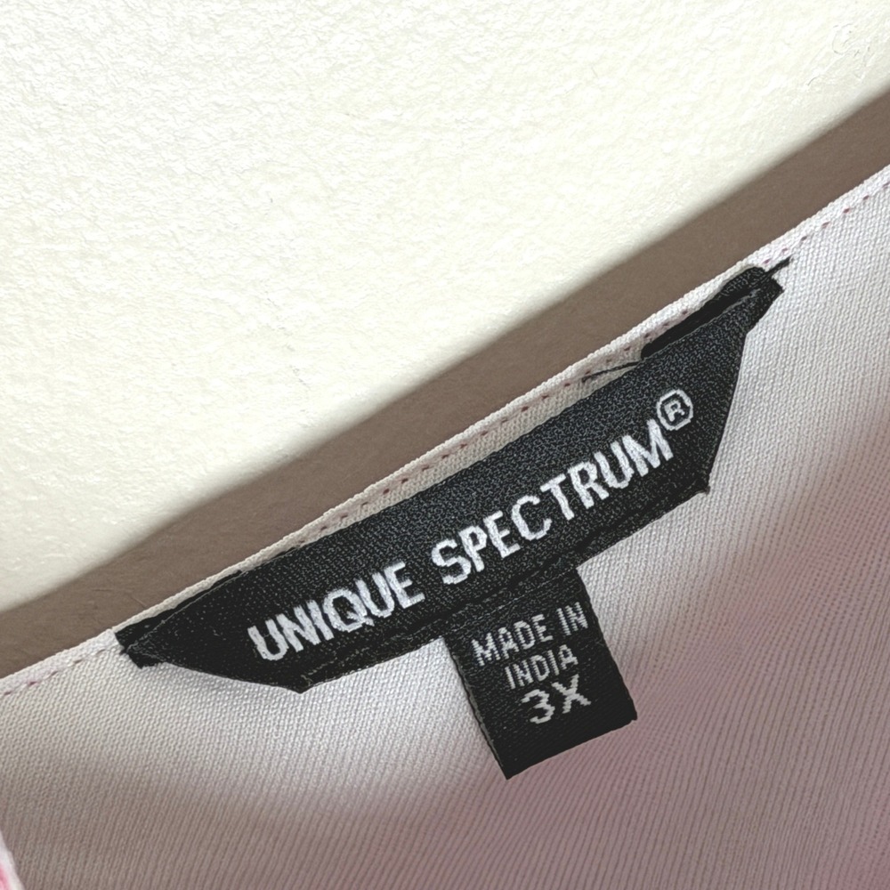 Unique Spectrum Womens Tank Top 3X Pink Tie Dye Sharkbite Hem V-Neck Adjustable - Picture 3 of 7